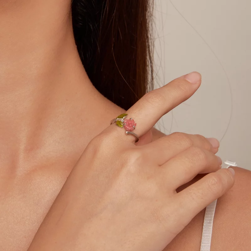 (image pour) Bague ouverte en cristal rose de style Pandora - BSR472-PKE - Afficher 9