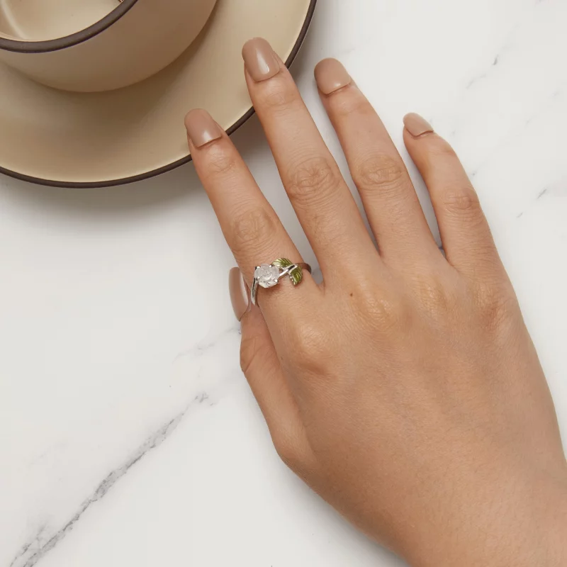 (image pour) Bague ouverte en cristal rose de style Pandora - BSR472-PKE - Afficher 10
