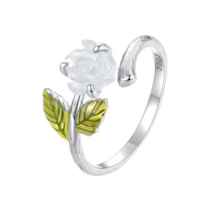 (image pour) Bague ouverte en cristal rose de style Pandora - BSR472-PKE