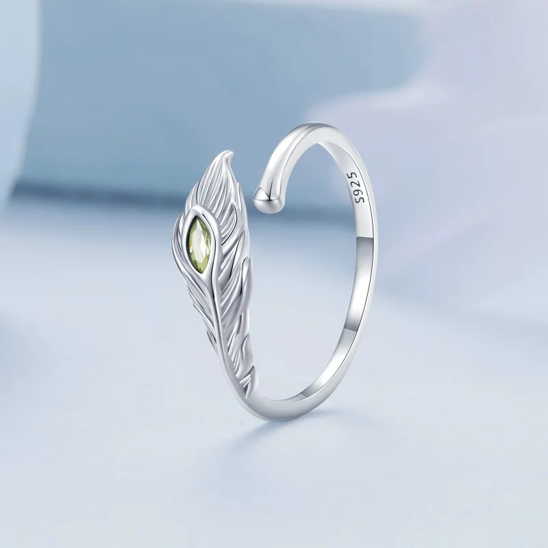 (image pour) Bague ouverte en style Pandora avec plumes de paon - BSR424 - Afficher 2