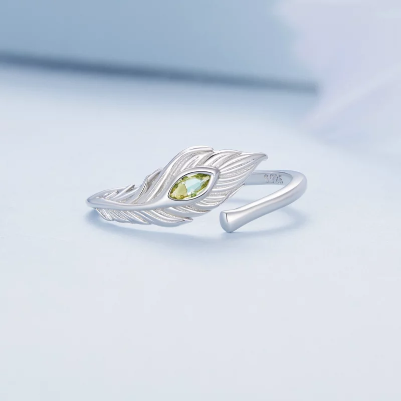 (image pour) Bague ouverte en style Pandora avec plumes de paon - BSR424 - Afficher 3