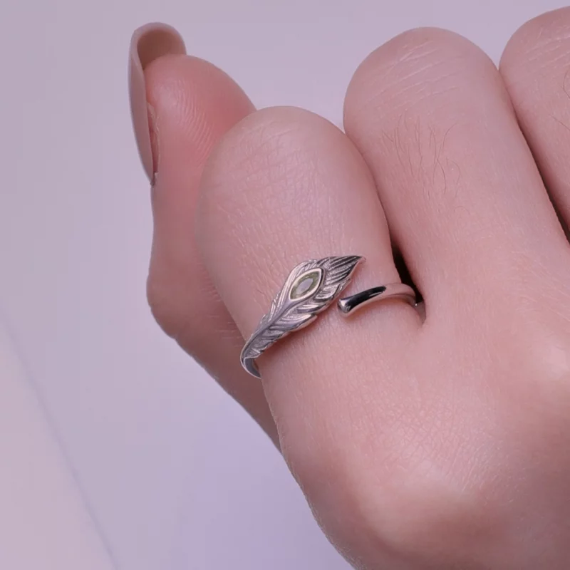 (image pour) Bague ouverte en style Pandora avec plumes de paon - BSR424 - Afficher 6