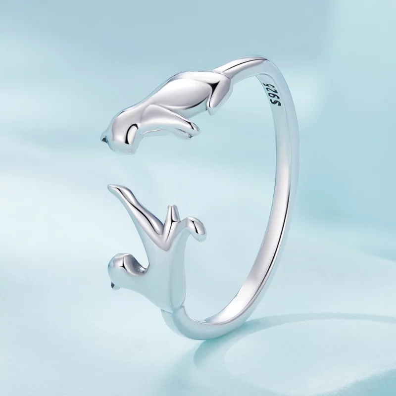 (image pour) Bague ouverte Pandora Style avec un chat - SCR917 - Afficher 2