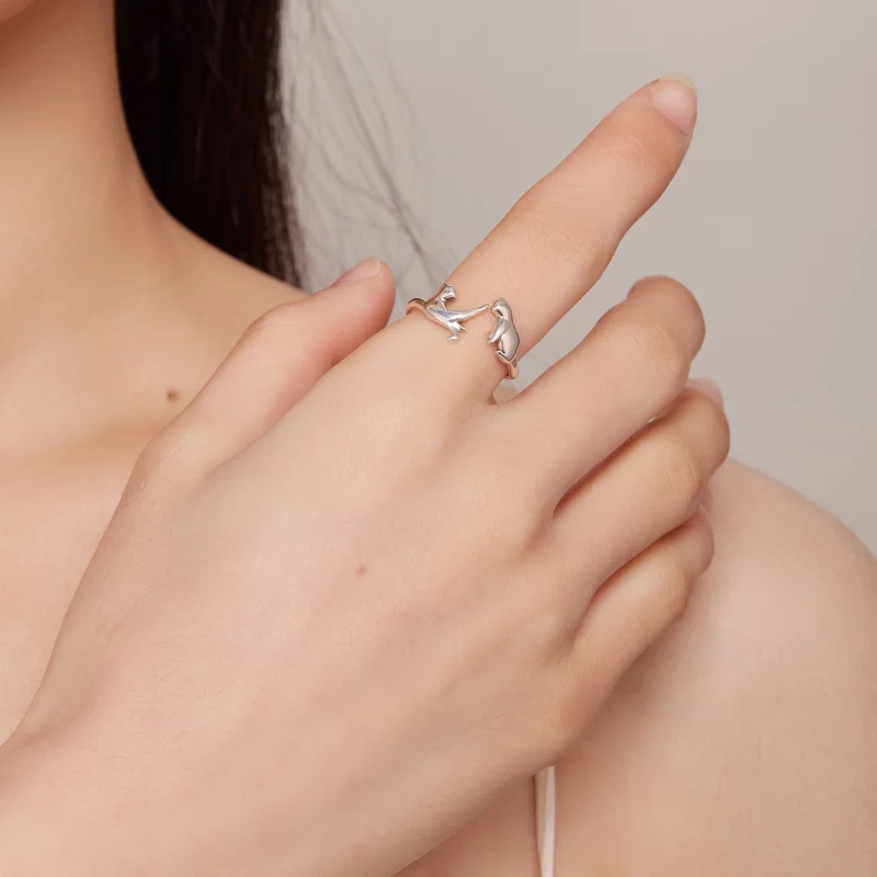 (image pour) Bague ouverte Pandora Style avec un chat - SCR917 - Afficher 5