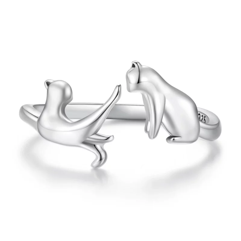 (image pour) Bague ouverte Pandora Style avec un chat - SCR917 - Afficher 8