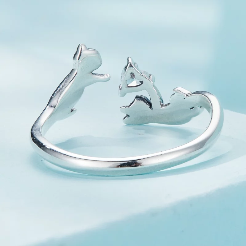 (image pour) Bague ouverte Pandora Style Jouant avec des Chats - SCR916 - Afficher 4