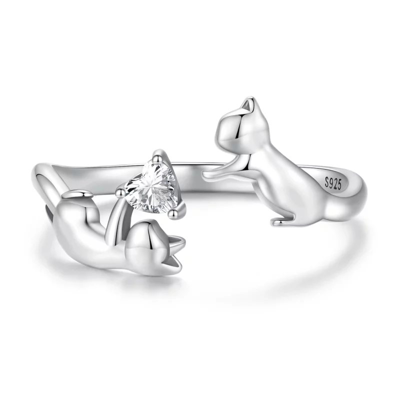 (image pour) Bague ouverte Pandora Style Jouant avec des Chats - SCR916 - Afficher 8