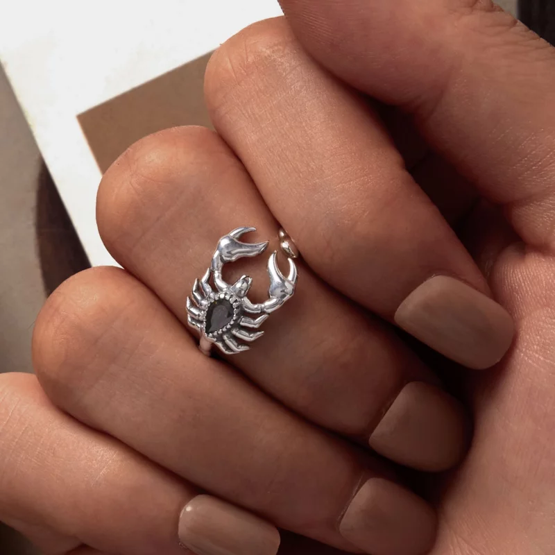 (image pour) Bague ouverte rétro style Pandora avec scorpion - SCR974-E - Afficher 6