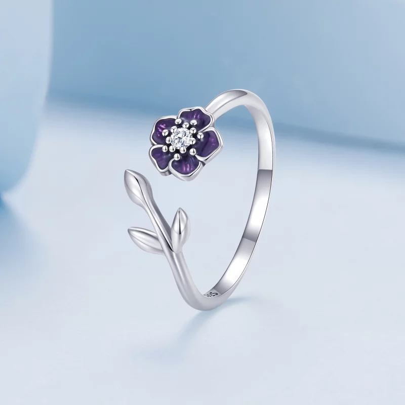 (image pour) Bague ouverte style Pandora avec fleur - BSR394 - Afficher 2