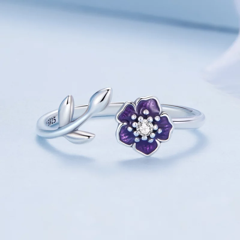 (image pour) Bague ouverte style Pandora avec fleur - BSR394 - Afficher 3