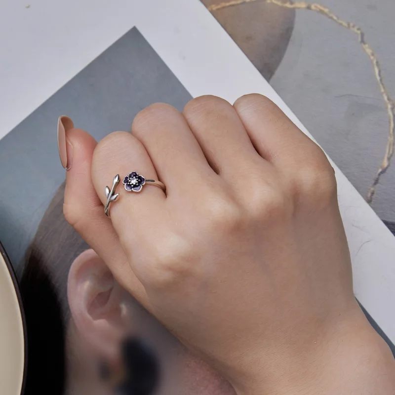 (image pour) Bague ouverte style Pandora avec fleur - BSR394 - Afficher 6