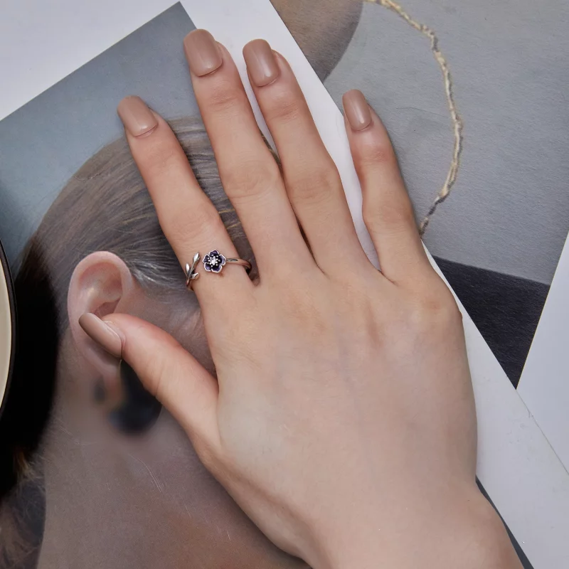 (image pour) Bague ouverte style Pandora avec fleur - BSR394 - Afficher 7
