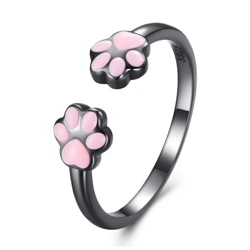 (image pour) Bague ouverte style Pandora avec griffe de chat noir - SCR913 - Afficher 8