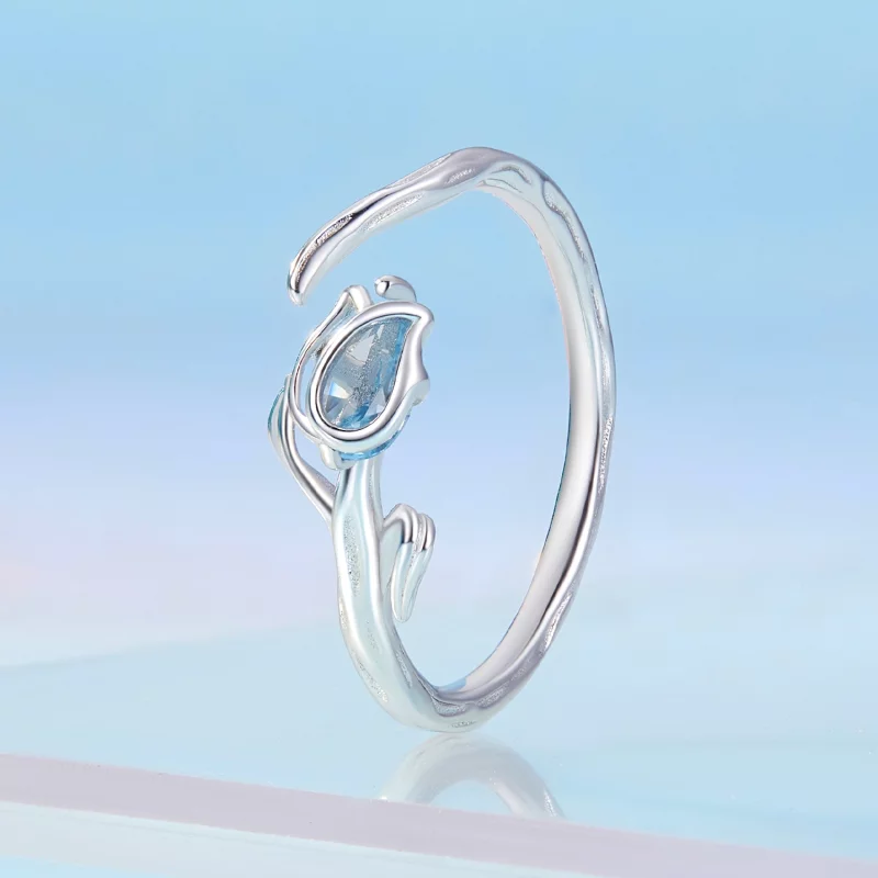 (image pour) Bague ouverte style Pandora avec motif tulipe - BSR465-E - Afficher 2