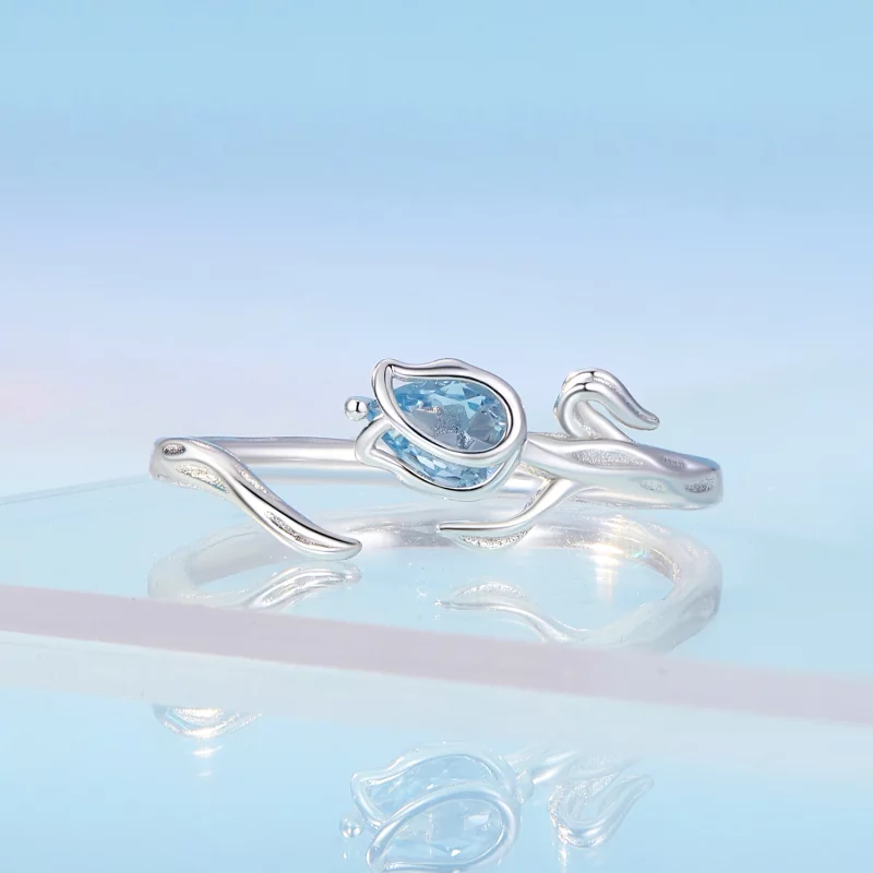 (image pour) Bague ouverte style Pandora avec motif tulipe - BSR465-E - Afficher 3