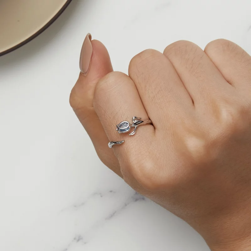 (image pour) Bague ouverte style Pandora avec motif tulipe - BSR465-E - Afficher 6