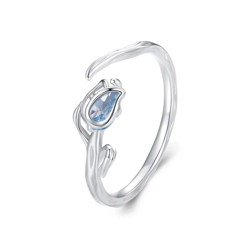 (image pour) Bague ouverte style Pandora avec motif tulipe - BSR465-E