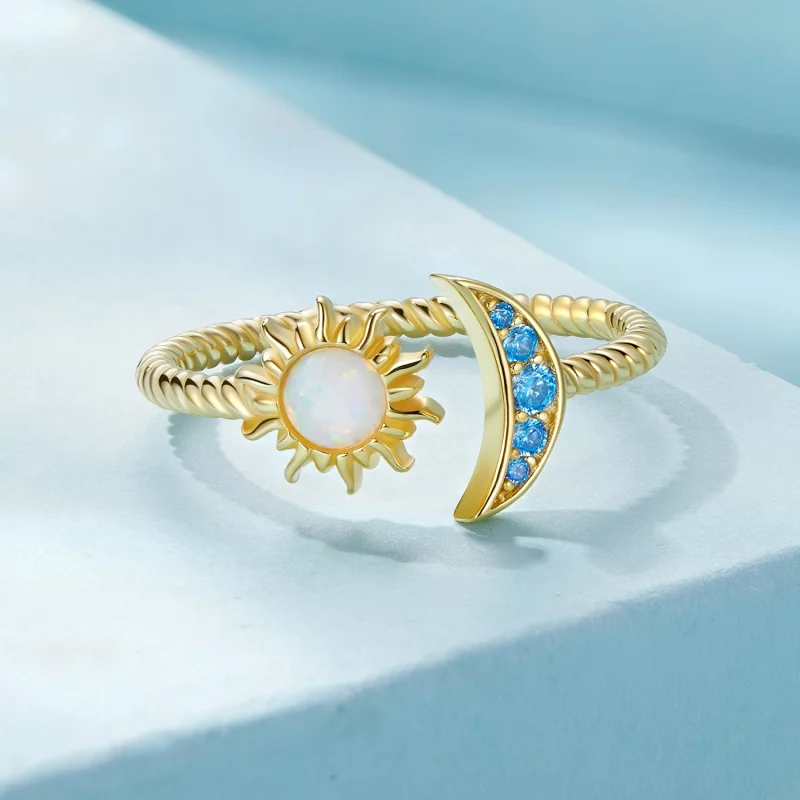 (image pour) Bague ouverte style Pandora avec soleil, lune et étoiles - SCR796-B - Afficher 3