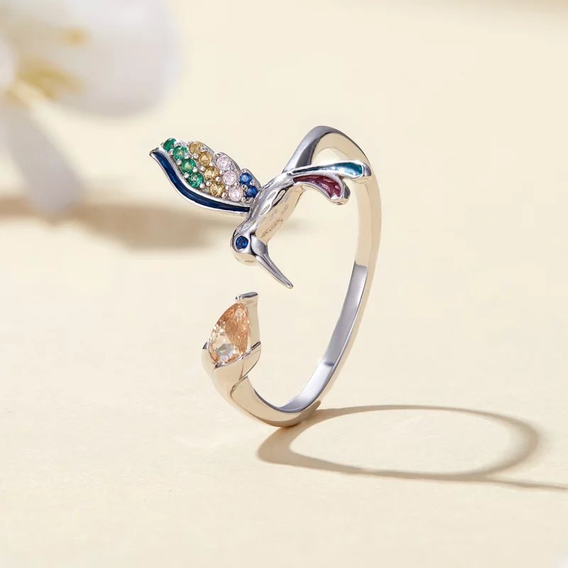 (image pour) Bague ouverte style Pandora avec un colibri - BSR391 - Afficher 2