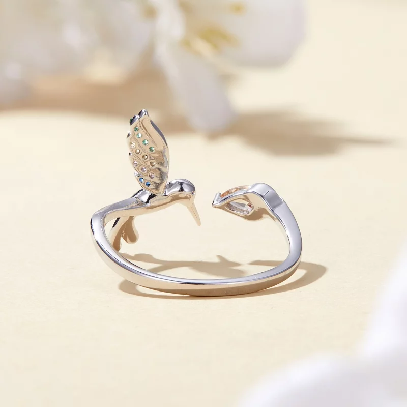 (image pour) Bague ouverte style Pandora avec un colibri - BSR391 - Afficher 4