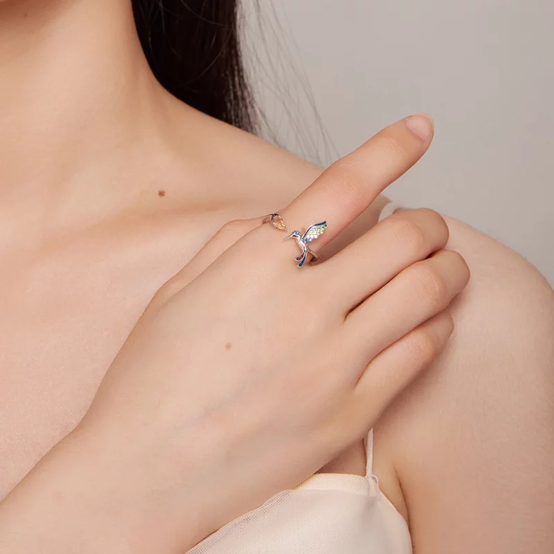 (image pour) Bague ouverte style Pandora avec un colibri - BSR391 - Afficher 5