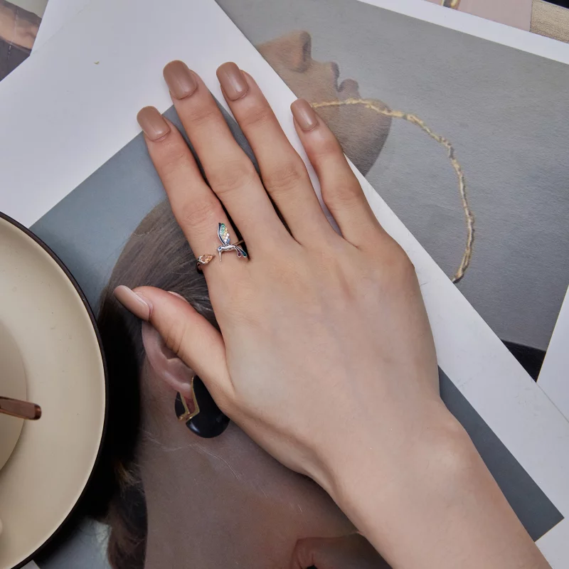 (image pour) Bague ouverte style Pandora avec un colibri - BSR391 - Afficher 6