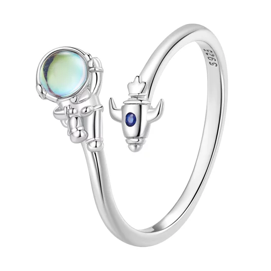 (image pour) Bague style Pandora - Astronaute à bord d'une navette spatiale - SCR920