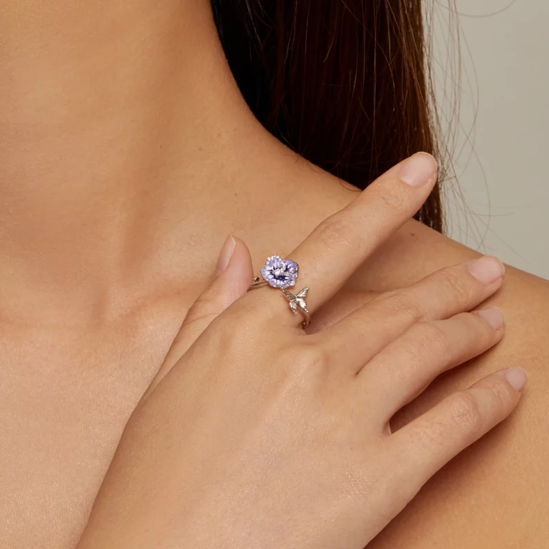 (image pour) Bague style Pandora avec motif Pansy - BSR452-E - Afficher 4