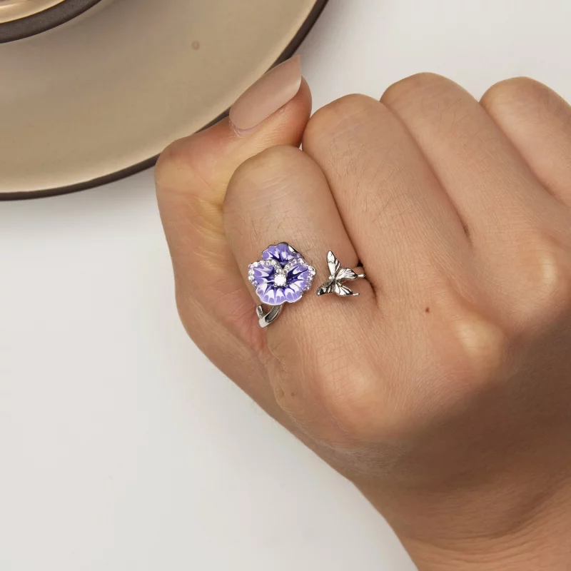 (image pour) Bague style Pandora avec motif Pansy - BSR452-E - Afficher 6
