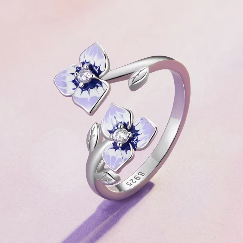(image pour) Bague style Pandora avec motif pensée - BSR451-E - Afficher 2