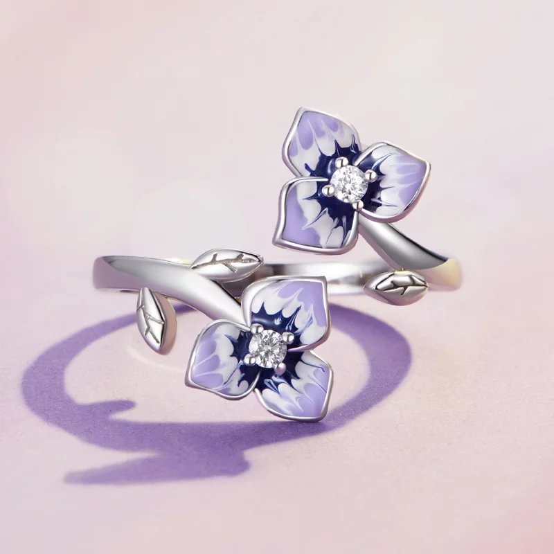 (image pour) Bague style Pandora avec motif pensée - BSR451-E - Afficher 3