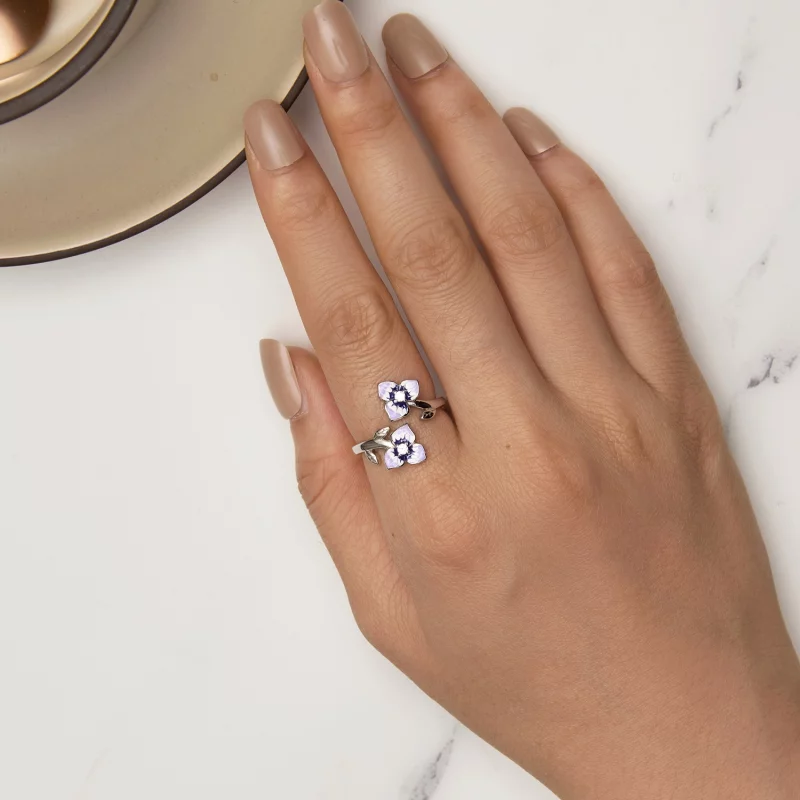 (image pour) Bague style Pandora avec motif pensée - BSR451-E - Afficher 5
