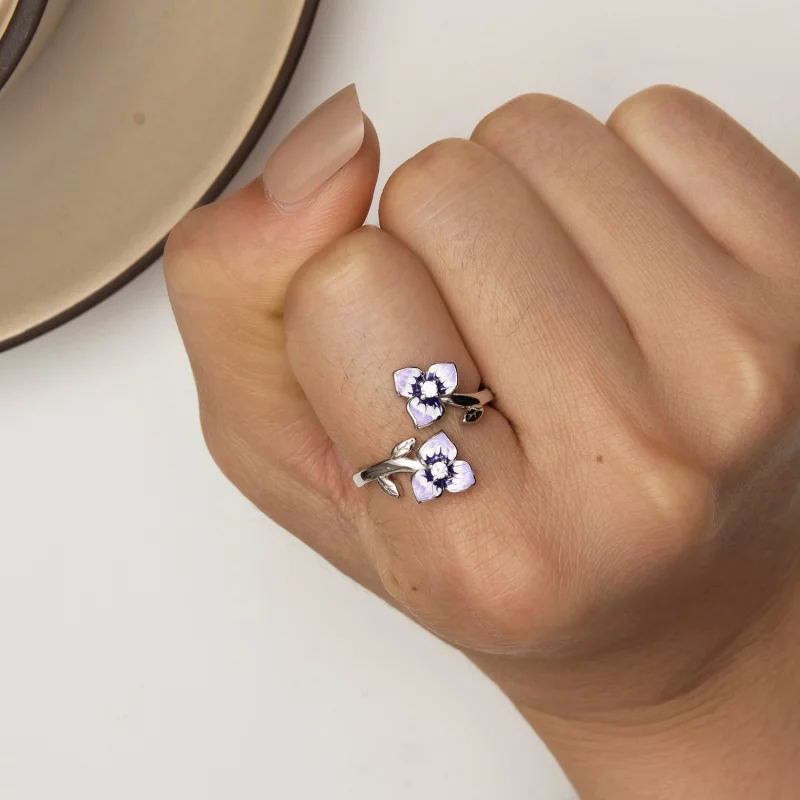 (image pour) Bague style Pandora avec motif pensée - BSR451-E - Afficher 6