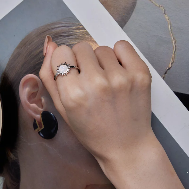 (image pour) Bague style Pandora avec opale en forme de soleil - BSR398 - Afficher 7