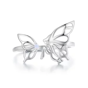 (image pour) Bague style Pandora avec papillon elfique - BSR484-E