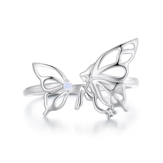 (image pour) Bague style Pandora avec papillon elfique - BSR484-E