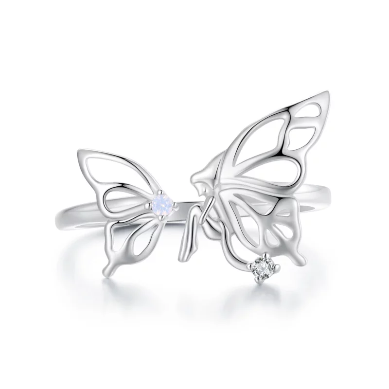 (image pour) Bague style Pandora avec papillon elfique - BSR484-E