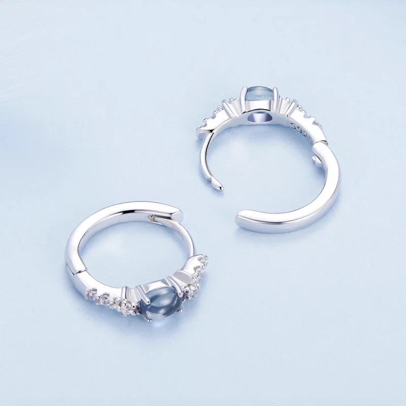 (image pour) Boucles d'oreilles à anneau en verre bleu style Pandora avec étoile - BSE859 - Afficher 4