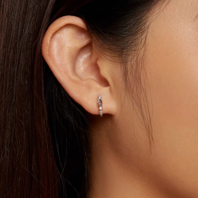 (image pour) Boucles d'oreilles à anneau en verre bleu style Pandora avec étoile - BSE859 - Afficher 7