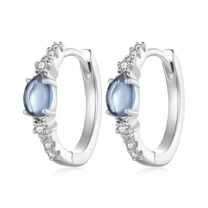 (image pour) Boucles d'oreilles à anneau en verre bleu style Pandora avec étoile - BSE859