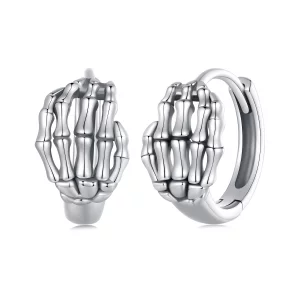 (image pour) Boucles d'oreilles à anneau style Pandora avec main de squelette - SCE1641