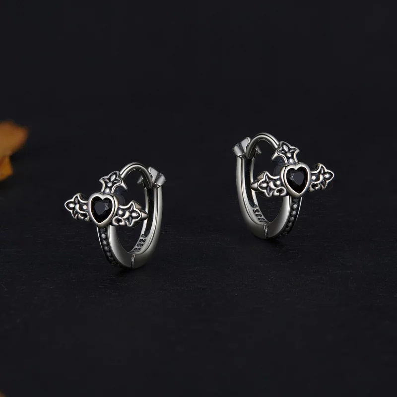 (image pour) Boucles d'oreilles à anneaux croisés de style Pandora - SCE1642 - Afficher 3