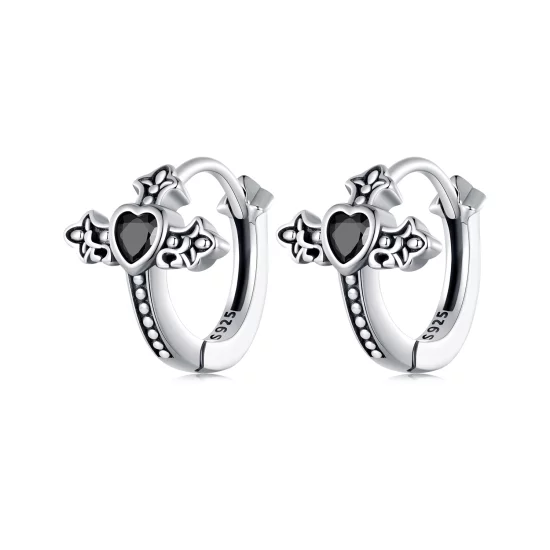 (image pour) Boucles d'oreilles à anneaux croisés de style Pandora - SCE1642