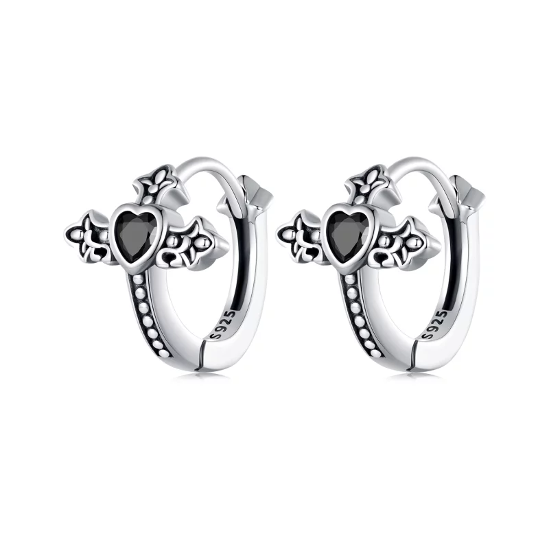 (image pour) Boucles d'oreilles à anneaux croisés de style Pandora - SCE1642