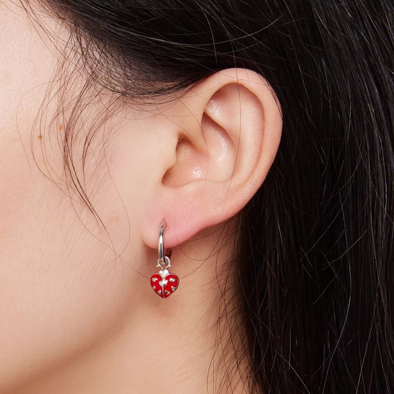 (image pour) Boucles d'oreilles à anneaux de style Pandora avec coccinelle - SCE1573 - Afficher 7