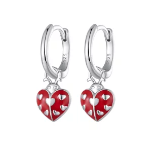(image pour) Boucles d'oreilles à anneaux de style Pandora avec coccinelle - SCE1573