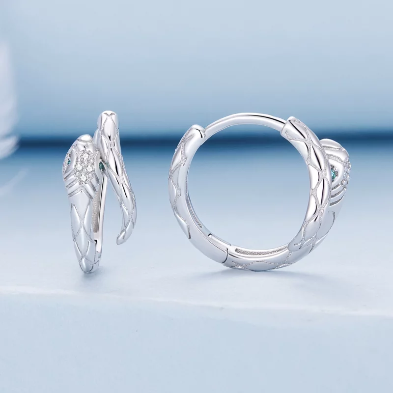 (image pour) Boucles d'oreilles à anneaux en forme de serpent esprit de style Pandora - BSE81 - Afficher 2