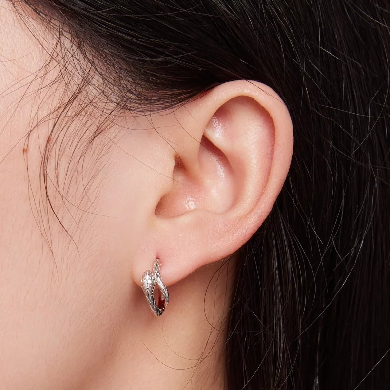 (image pour) Boucles d'oreilles à anneaux en forme de serpent esprit de style Pandora - BSE81 - Afficher 5