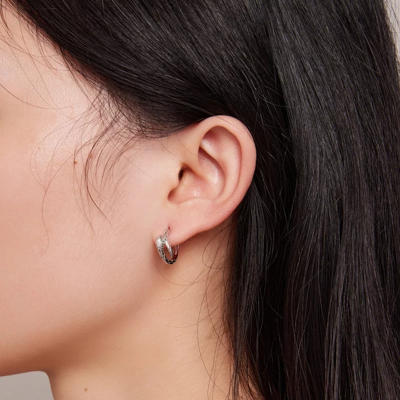 (image pour) Boucles d'oreilles à anneaux en forme de serpent esprit de style Pandora - BSE81 - Afficher 6