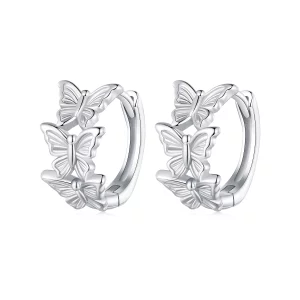 (image pour) Boucles d'oreilles à anneaux style Pandora avec papillon - BSE908